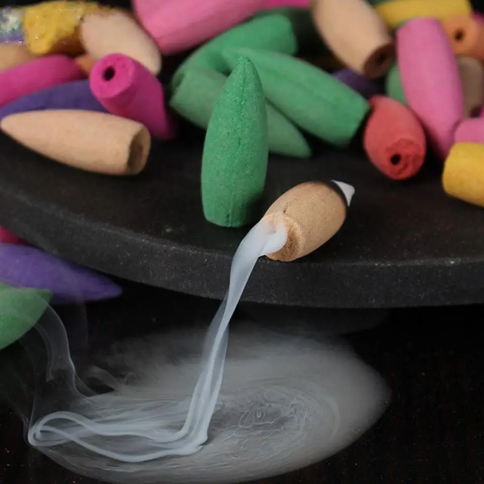 

With 10 Cones Incense Waterfall Mountain Incense Burner Ceramic Incense Holder,Option for Mixed Incense Cones Home Decor