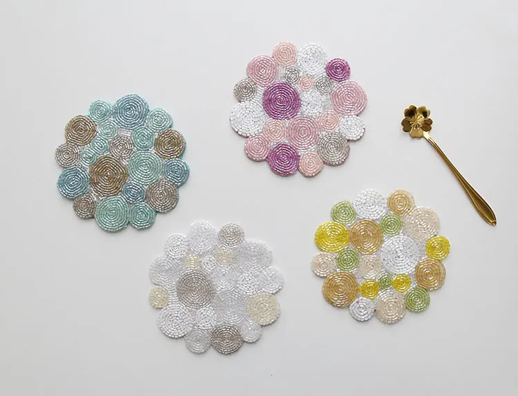 Девушка вишневый цвет coaster bling оригинальные подставки Милая миска коврик из бисера изоляционный столик-мат коврик