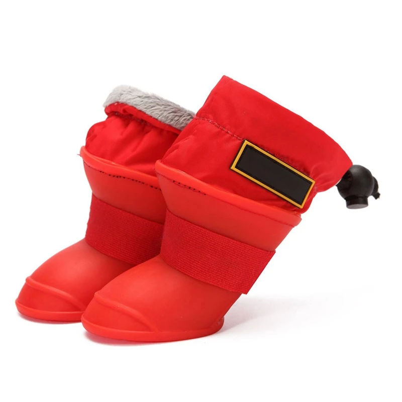 4 шт./лот обувь от дождя для собак силиконовые ботинки с флисовой подкладкой
