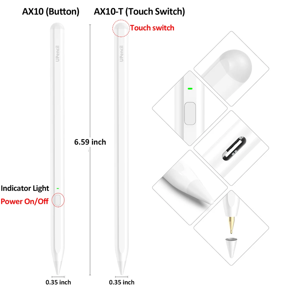 Умный стилус Uogic для Ipad перо сенсорного планшета с отбрасыванием ладони Apple Pencil 2 1