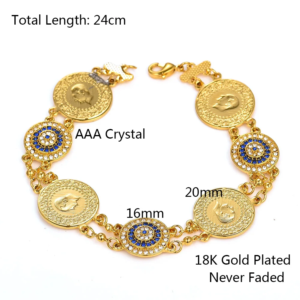 Браслет с кристаллами ГОЛУБЫЕ злые глаза Монета браслет Исламские мусульманские