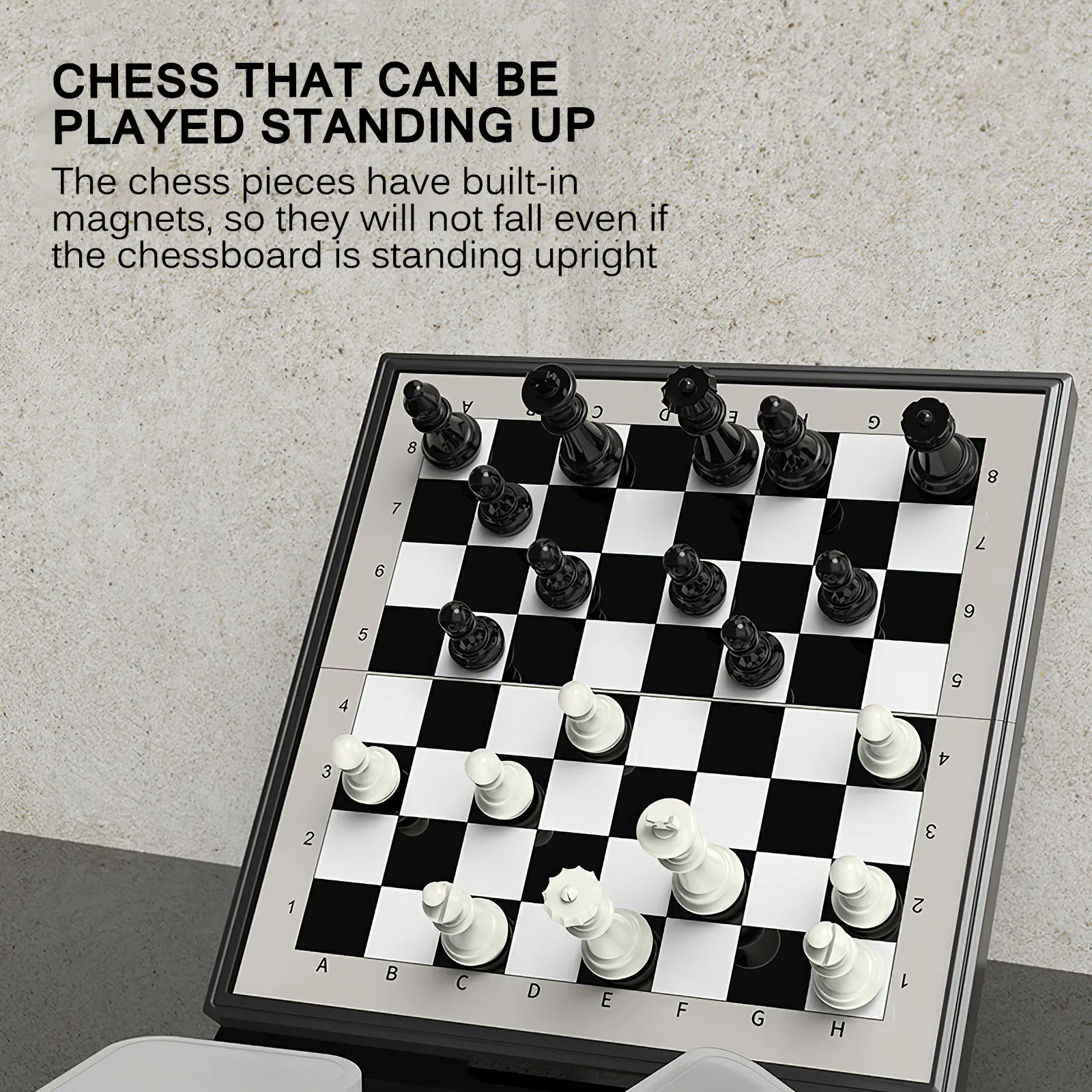 

International Chess Magnetic Portable High-end Competition Chessboard Set Black and White Chess with Storage Box