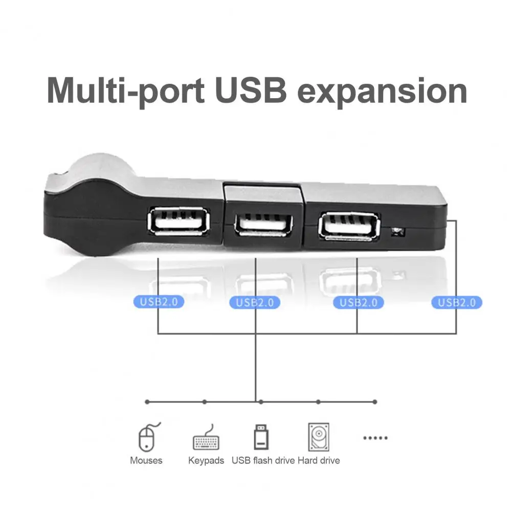 Поворотный мини-usb-хаб разветвитель с 4 портами Кабель-адаптер для передачи