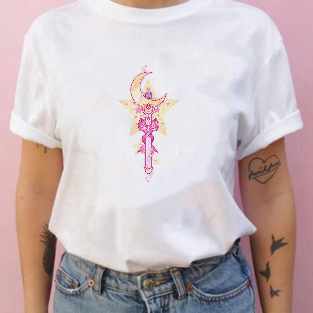 Camiseta Retro de Sailor Moon para mujer, blusa holgada fresca, ropa de calle Vintage, camisetas estéticas Kawaii