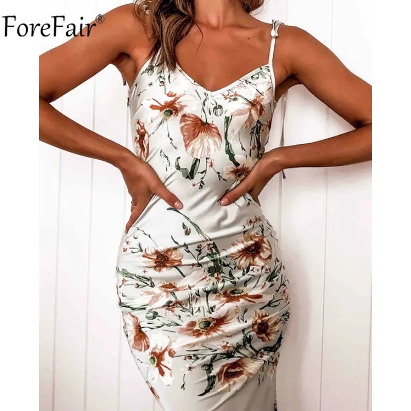 Женское атласное пляжное платье без рукавов Forefair летнее Бохо на тонких бретелях