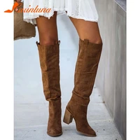 karinluna big size 34 43 female new fashion autumn daily boots pointed toe thick high heels women boots knee high women shoes
