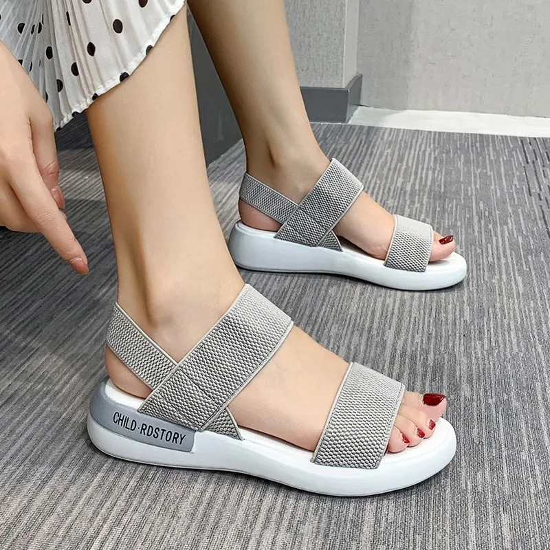 

2021 Sandals Black Shoes for Women Med Summer Heels Muffins Shoe New Sports Beige Medium Girls Flat Fashion Comfort Clear