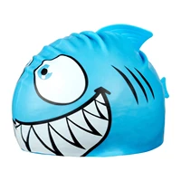 swimming cap swim hat cartoon fish shark silicone waterproof summer pool ear protector for girl boy baby kids children
