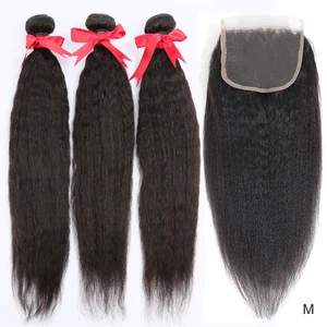 Кудрявые прямые волосы пучок с закрытием фронтальные бразильские волосы плетение пряди для наращивания человеческие волосы пряди с закрытием фронтальные