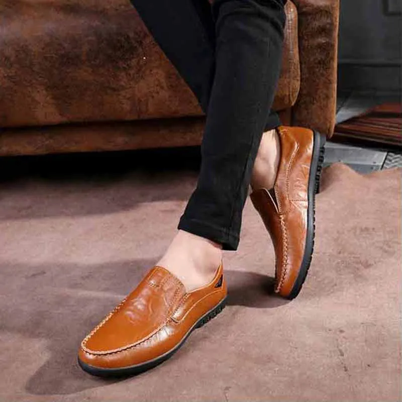 

Zapatillas Hombre Genuine Leather Men Shoes 2021 Casual Slip on Formal Loafers Men Moccasins Italian Black Male Driving Shoes