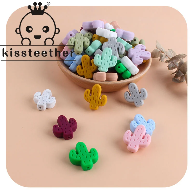 Kissteether-chupete de silicona de grado alimenticio sin BPA para reci&eacute;n nacidos, mordedor de Cactus para beb&eacute;s, 5 uds.-0