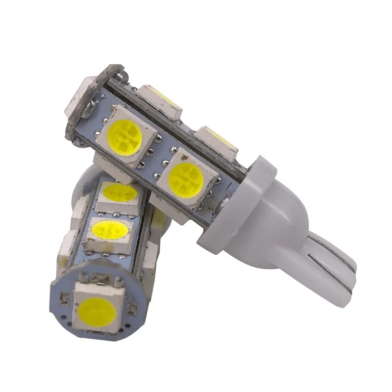 Фото Yiastar 100x светодиодный T10 W5W светодиодный ные лампы 9SMD 5050 W5W T10 светодиодный белые автомобильные клиновые габаритные огни W5W 194 168 светодиодный лампы для салона №4