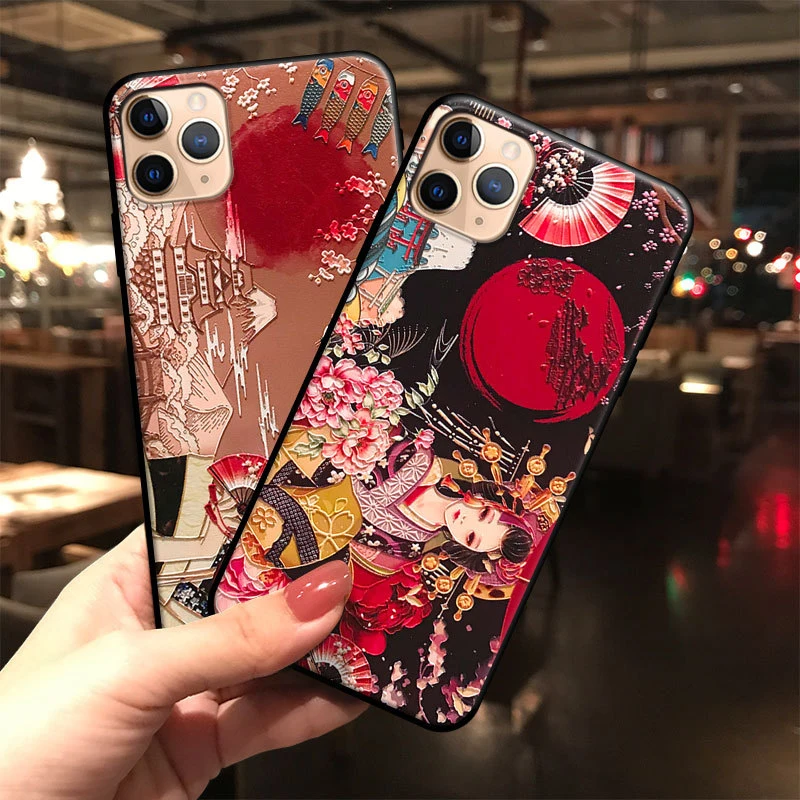 Красивый чехол для телефона с 3D тиснением и кисточкой iPhone X XS XR 11 12 Pro Max Мягкая