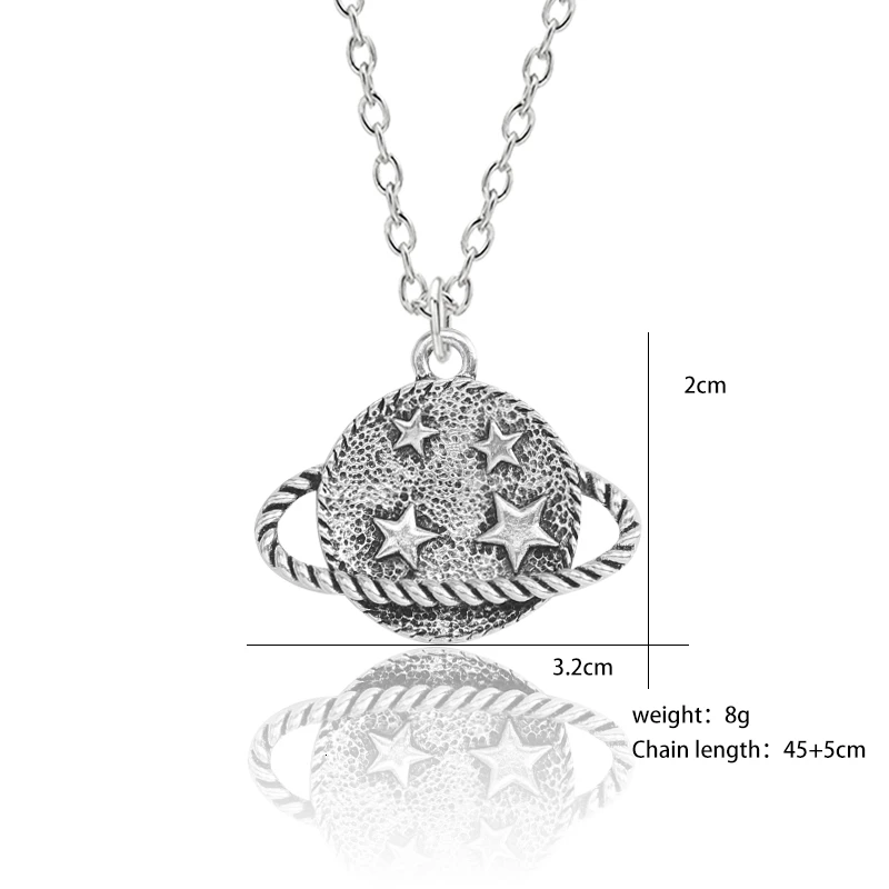 

DIY Vintage Star Planet Necklace For Women Men Female Retro Satellite Metal Pendant Necklaces Male Punk Hip Hop Jewelry Gifts