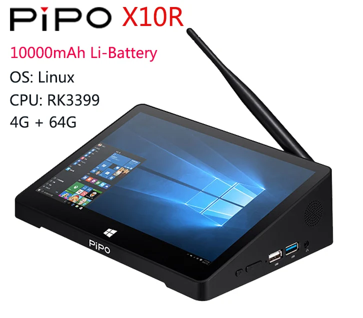 10,8 дюймов pipo X10 Pro/X10R 4 Гб ОЗУ 64 Гб ПЗУ Мини ПК Win10/Android 5,1/Linux tv Box Z8350/RK3399 BT RJ45 HDMI планшет мини настольный - Цвет: 4G 64G Linux