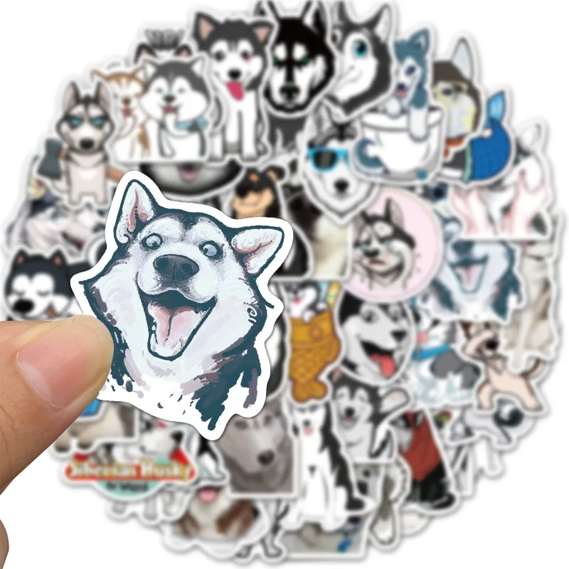 

50pcs/Pack Cartoon Animals Husky Stickers Waterproof Cute Dogs Sticker For Skateboard Guitar Luggage Motorcycle Kids Toys