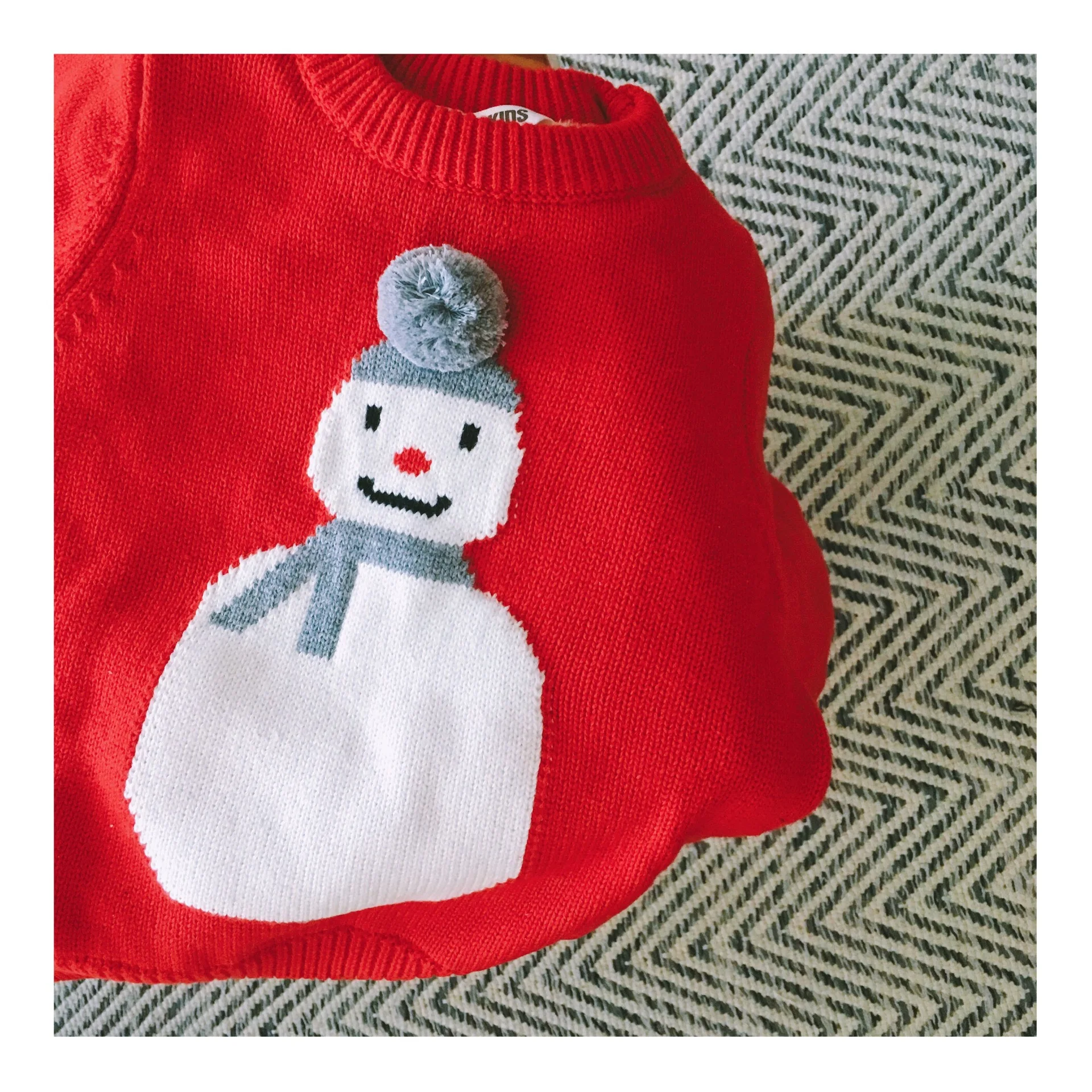 Tonytaobaby Новая коллекция зимней одежды для маленьких мальчиков Одежда для детей, Одежда для девочек красного цвета, Рождественская одежда со снеговиком, детский вязаный свитер для девочки детский свитер, пуловер, свитер