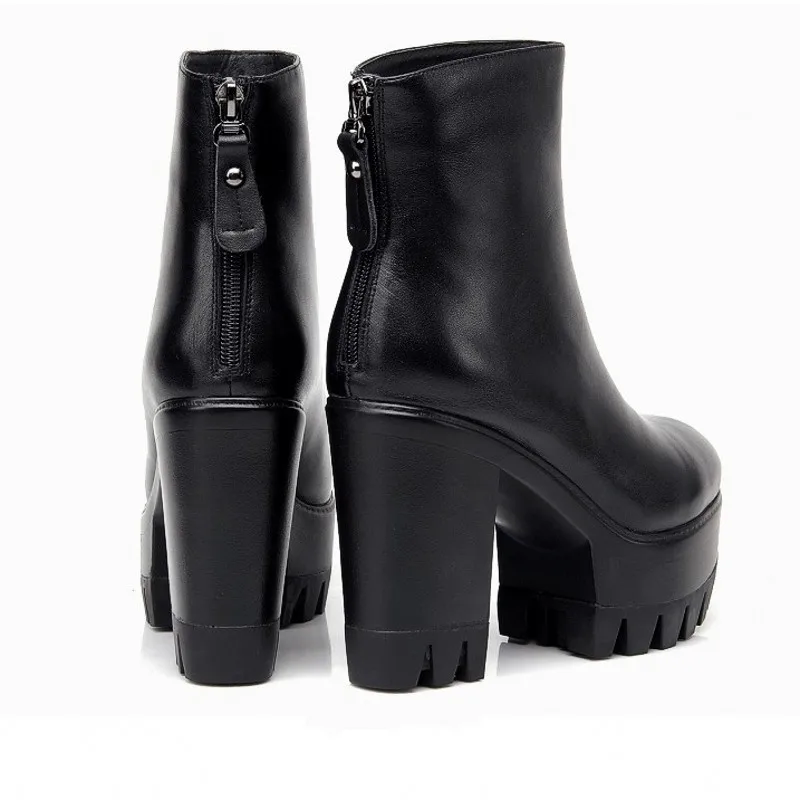 Женские ботильоны из натуральной кожи на высоком каблуке сезон осень женские