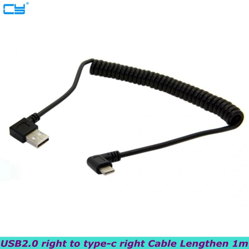 100 см 3 фута растягивающийся USB C 1 type c 90 градусов штекер под прямым углом 2 0 A