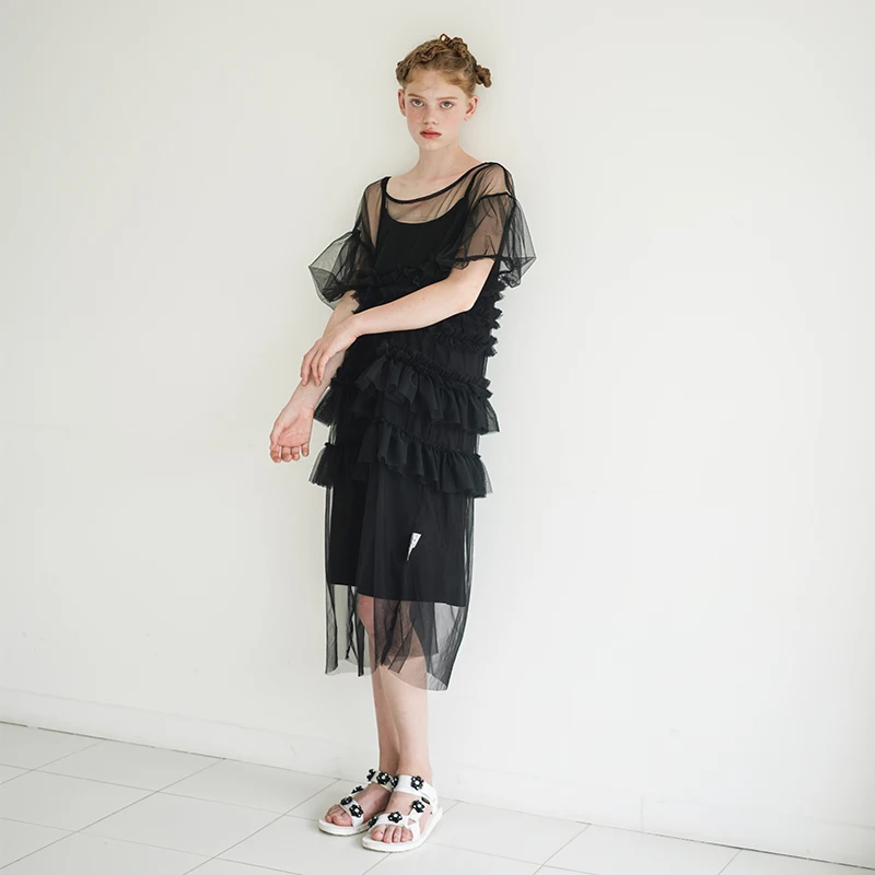 Платье Imakokoni сказочное супер фея Новинка 2019 свободное милое Сетчатое платье