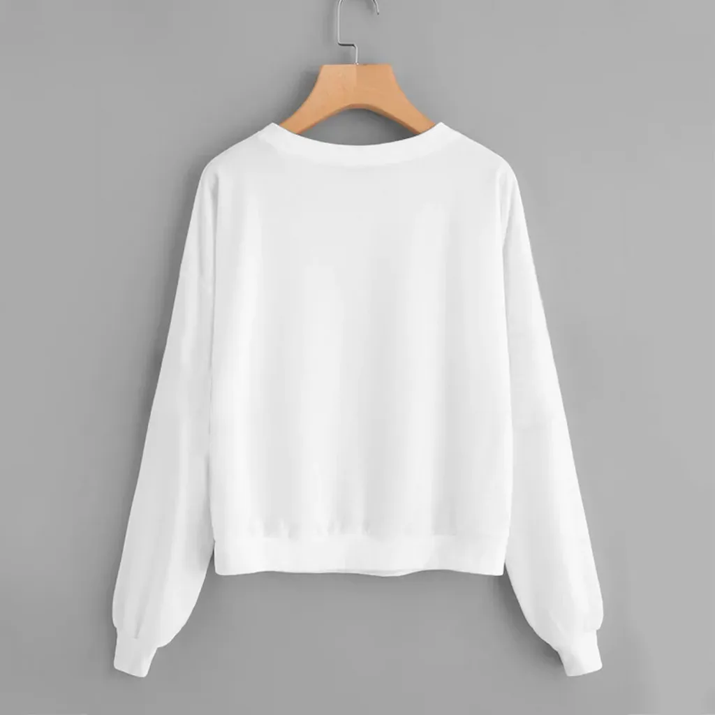 

FREE OSTRICH Women heart-shaped printed o neck long-sleeved sweatshirt casual sports sweater fashion wild campus wind sweatshirt