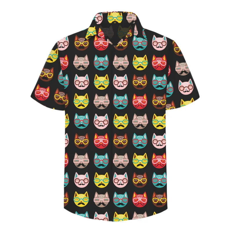 Popular Design Mens Clothes Shirt 3D Full Printing Short Sleeve Shirts Men Slim Polyester Casual Gradient Tops | Мужская одежда
