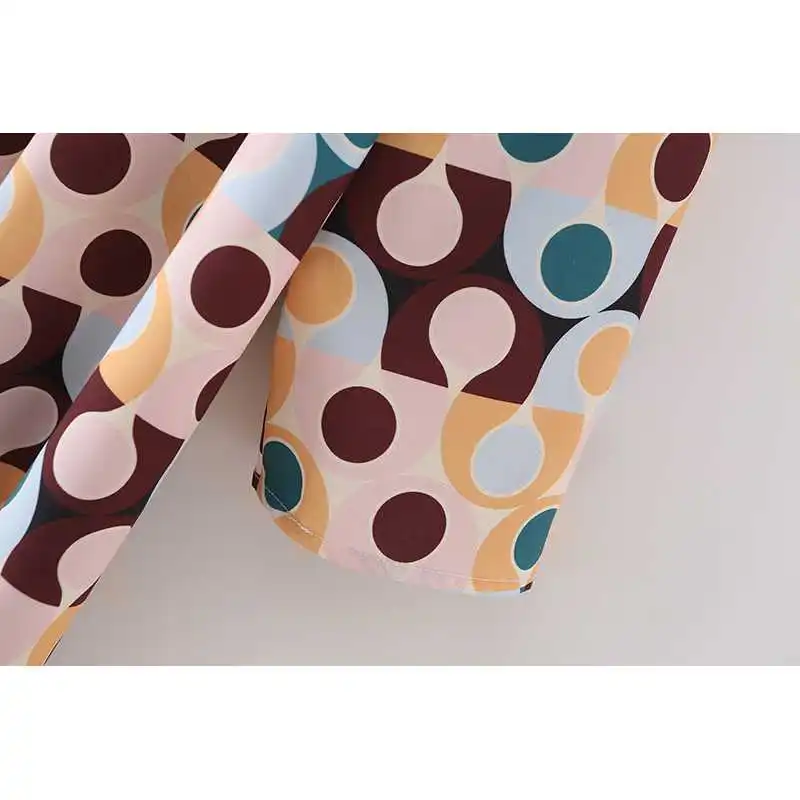 

2021 Women Fashion Dot Printed Dress V-neck Long Sleeves Elegant Kaftan Chic Lady Loose Midi Dresses Woman Robe