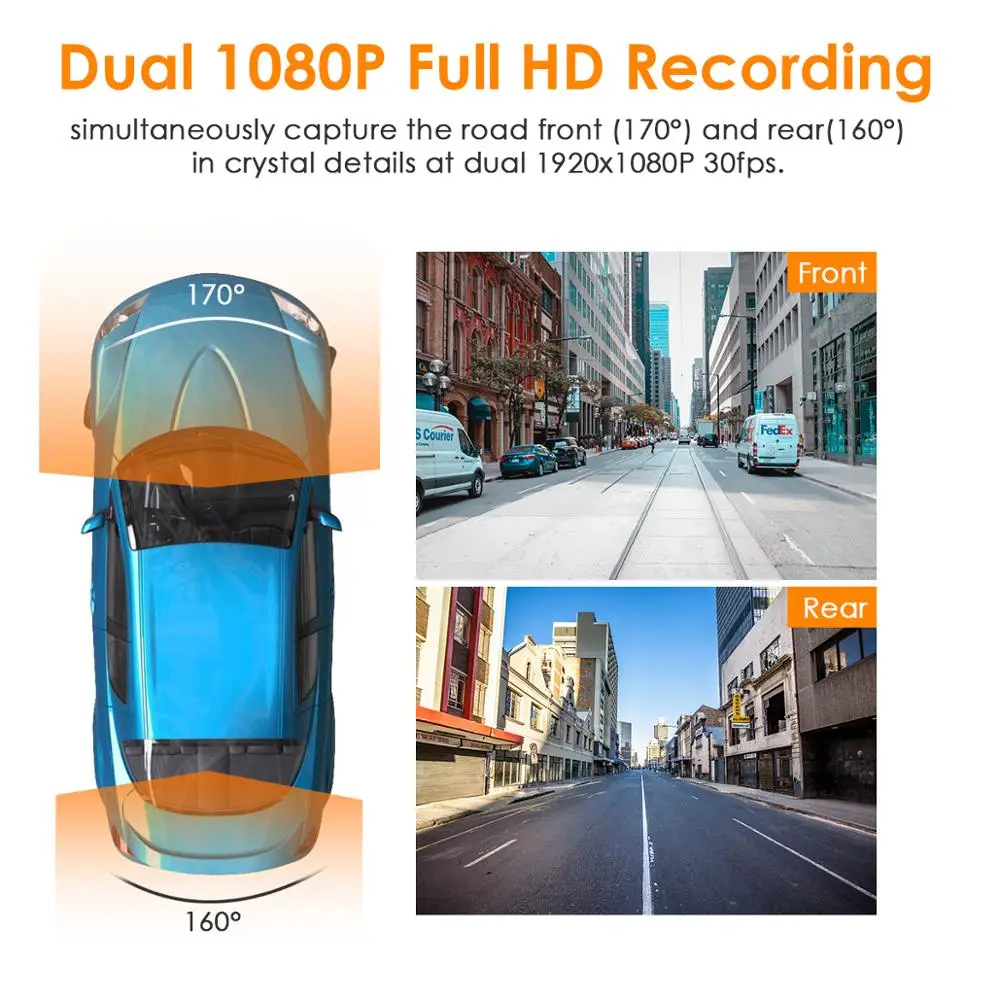 Vantrue S1 двойной видеорегистратор 1080P + передний и задний Автомобильный камера |