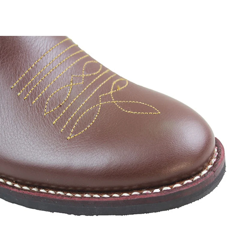 Ковбойские ботинки в западном стиле мужские рабочие из воловьей кожи коричневые