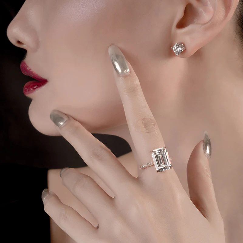 IOGOU класса люкс 6CT 925 Серебряные кольца для женщин из белого золота Цвет