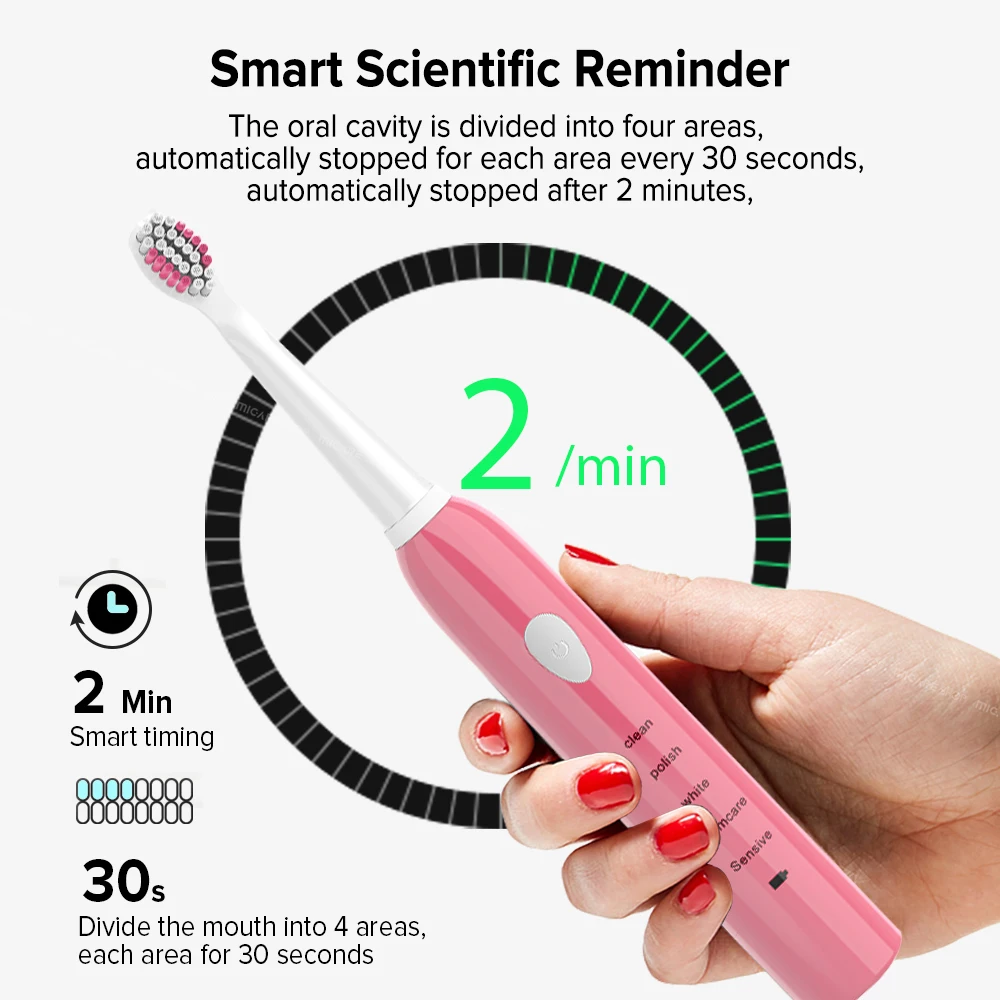 

Powerful Ultrasonic Sonic Electric Toothbrush USB Rechargeable Tooth Brush Adult Electronic Washable Whitening Teeth Brush