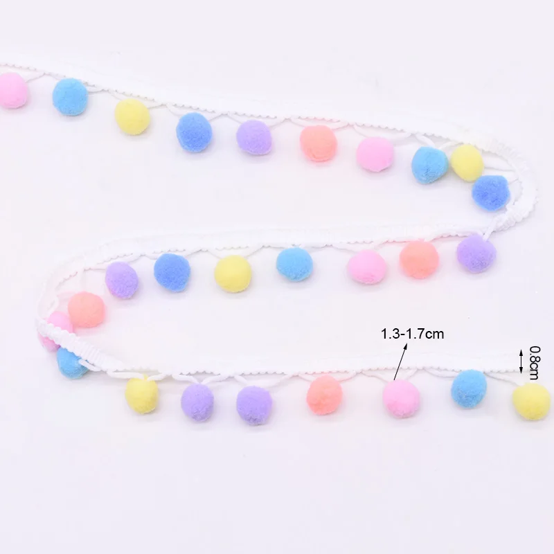 

3M Colorful Pompom Trim Balls Fringe Lace Tassel Ribbon for Wedding Home Decoration Handmade DIY Sewing Fabric Craft Accessories