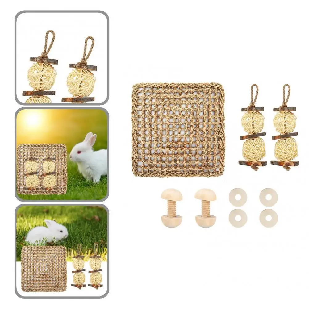 

Игрушки для кроликов, 1 комплект, уютный маленький коврик для домашних животных, игрушка для хомяка, игрушка для кролика, травы, мяча, устойчи...