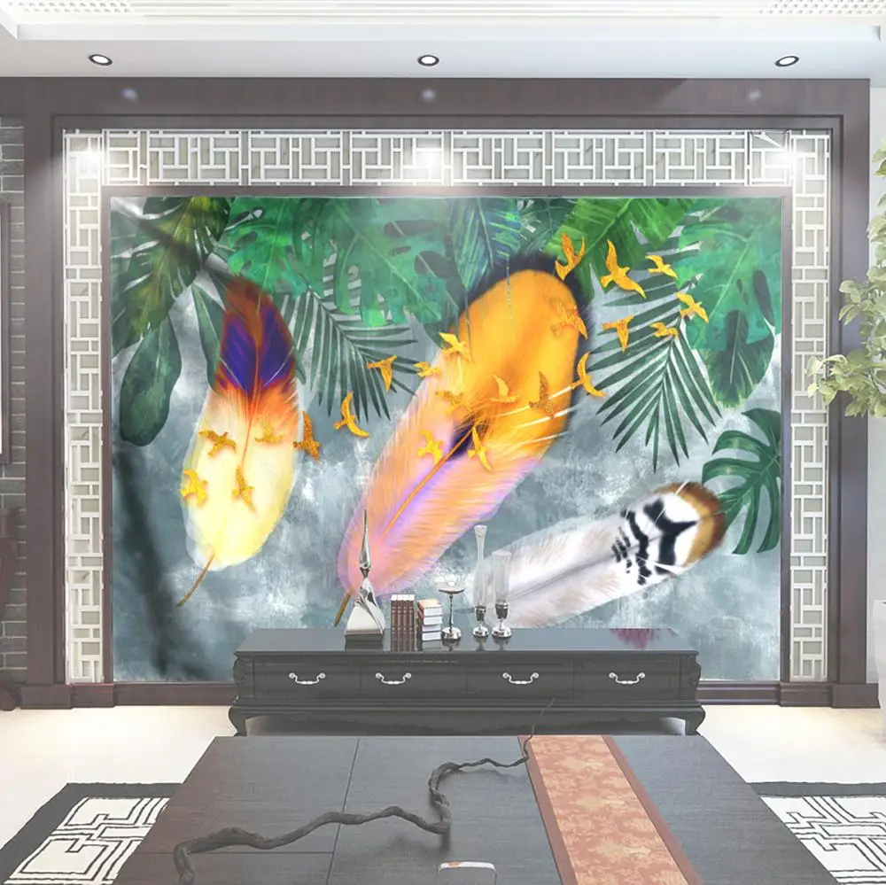 Boho Feather Tapestry Tropical Plant Wall Hanging Large Psychedelic Living Room Cloth Multi-function Tapestries | Дом и сад