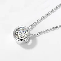 925 Silver Necklace 1ct D color round excellent cut Pendant moissanite Classic Women Clavicle Chain Anniversarry Gift