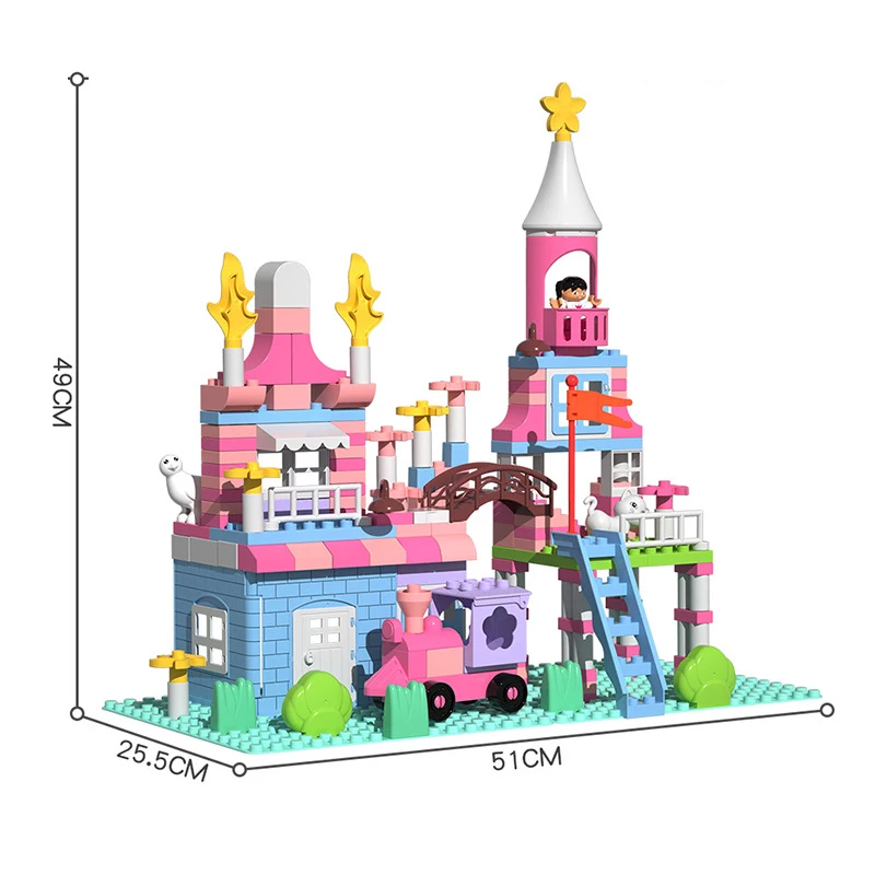 

Large Particle Princess Castle Model Building Blocks With Bird Car Cat Figures Kit Bricks Set Educational Toys for Girls Gift