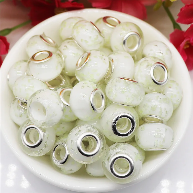 

10 шт., стеклянные бусины в ассортименте для браслетов Pandora