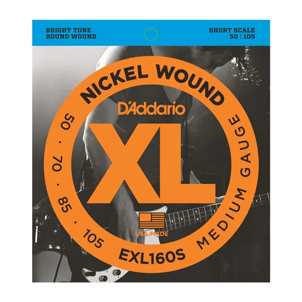 lu_ EXL160S Nickel Wound Комплект струн для бас гитары Medium 50 105 Short Scale DAddario|Детали и