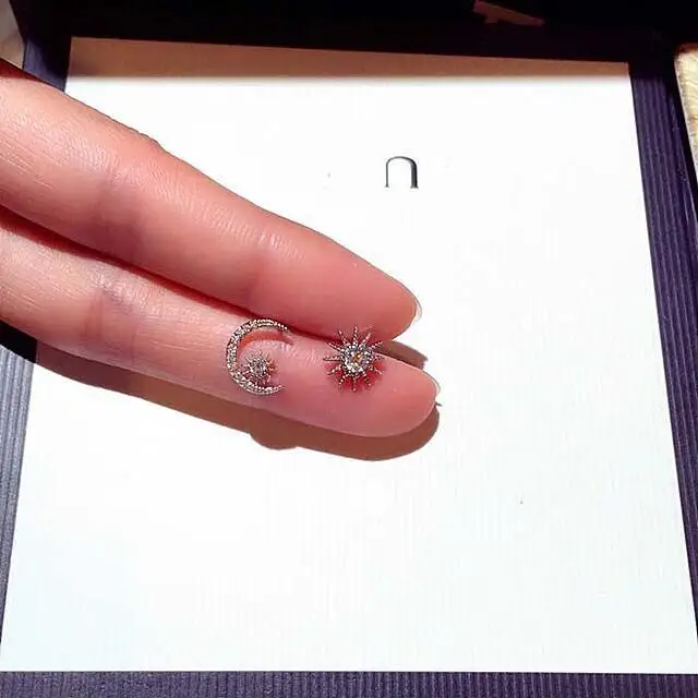 Женские серьги гвоздики из серебра 925 пробы с цирконом|Серьги-гвоздики| |