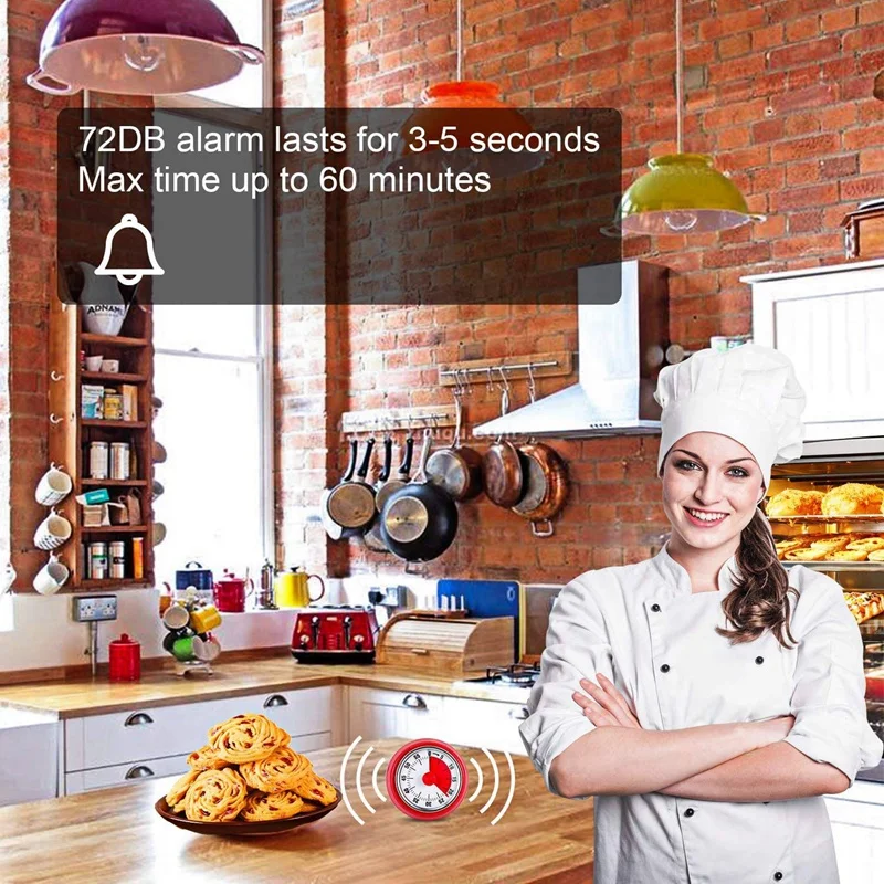 2 Pack Kitchen Timer Mechanical Countdown Reminder Magnetic Cooking With Loud Alarm Kids (Red And Yellow) | Дом и сад