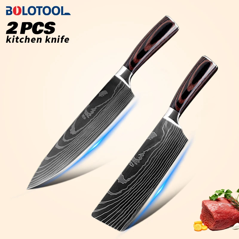 Дамасский набор кухонных ножей 2 шт. 8 &quotяпонский шеф повар 7&quot нож для мяса