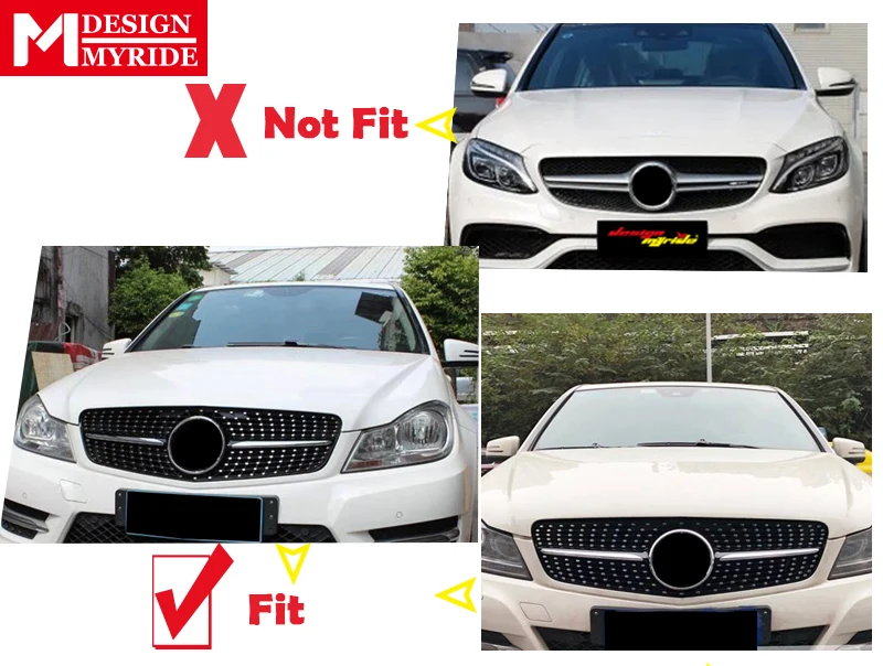 Для Mercedes Sports C Class C204 W204 Алмазная Серебристая решетка гриль-гриль часть серебро C250 C350 C300 прямая 1:1 замена 07-14