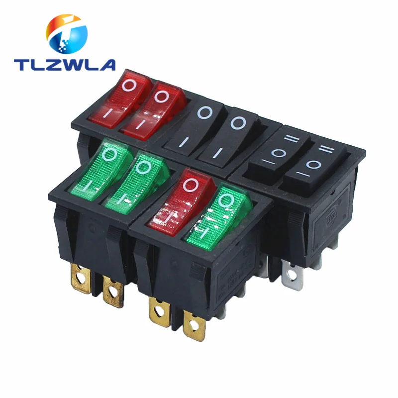 

1PCS KCD6 16A 250V AC Rocker Switch Boat Switch 6pins With Lamp ON-OFF KCD8 20A125V AC The power switch