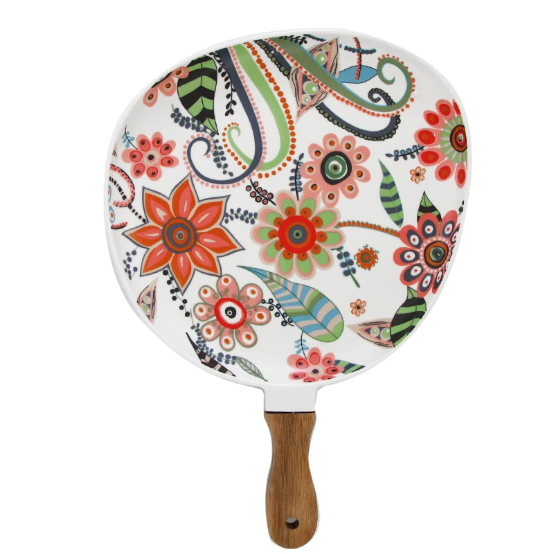 Nordic ужинная тарелка Керамика блюда для бифштекса чайный поднос с деревянной