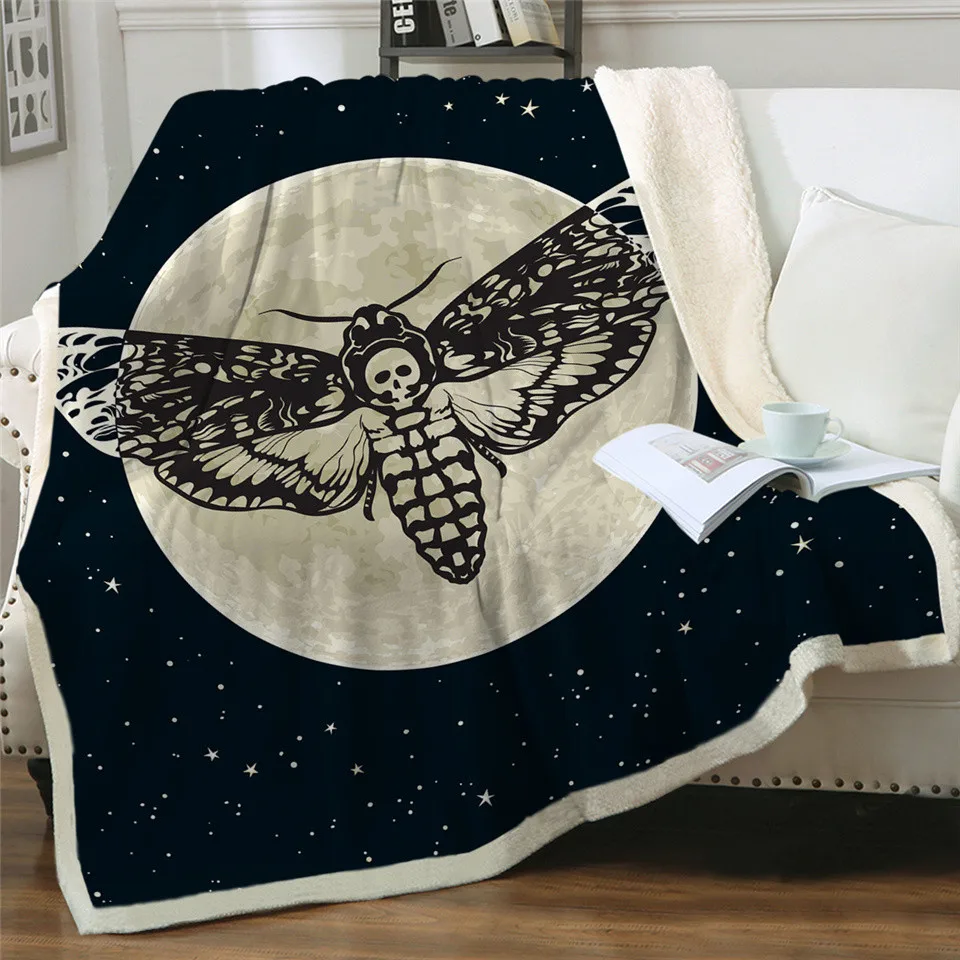 Постельные принадлежности Outlet Moth Sherpa пледы одеяло Готический Череп Астрология покрывало бабочка плюшевый диван одеяло Galaxy цветочные постельные принадлежности Koce