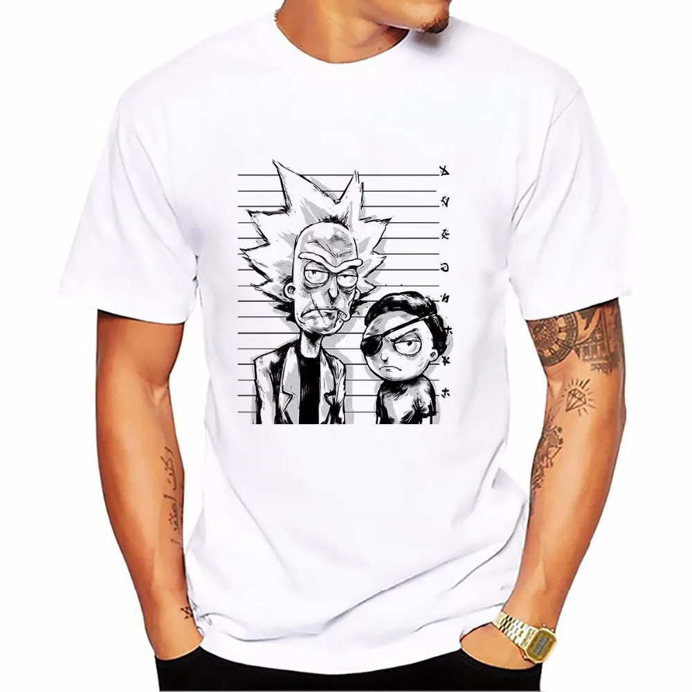 

funny anime geek t shirt men jollypeach Summer new Casual tee shirt homme ricky morti tshirts Plus Size t-shirt