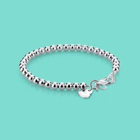 classic %d0%b1%d1%80%d0%b0%d1%81%d0%bb%d0%b5%d1%82 925 sterling silver bracelet for womens 4 6mm bead chain bracelet 13 21cm charm jewelry new year gift with box