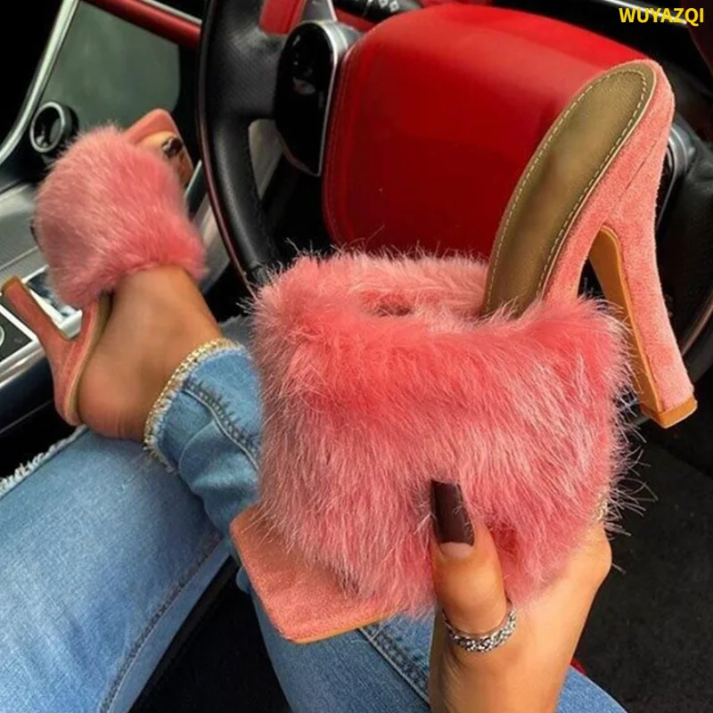 

Женские замшевые шлепанцы на высоком каблуке, в европейском и американском стиле