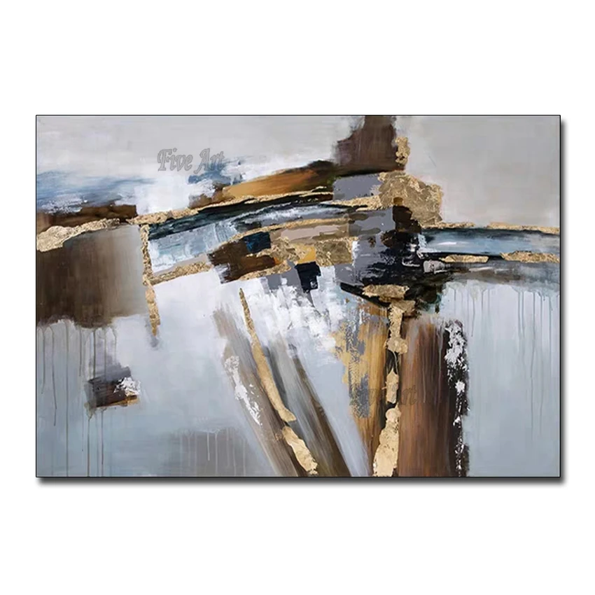 

100% Handmade Golden Modern Oil Paintings Canvas Wall Decorative Pictures For Living Room Canvas Art Pictures Artwork Unframed