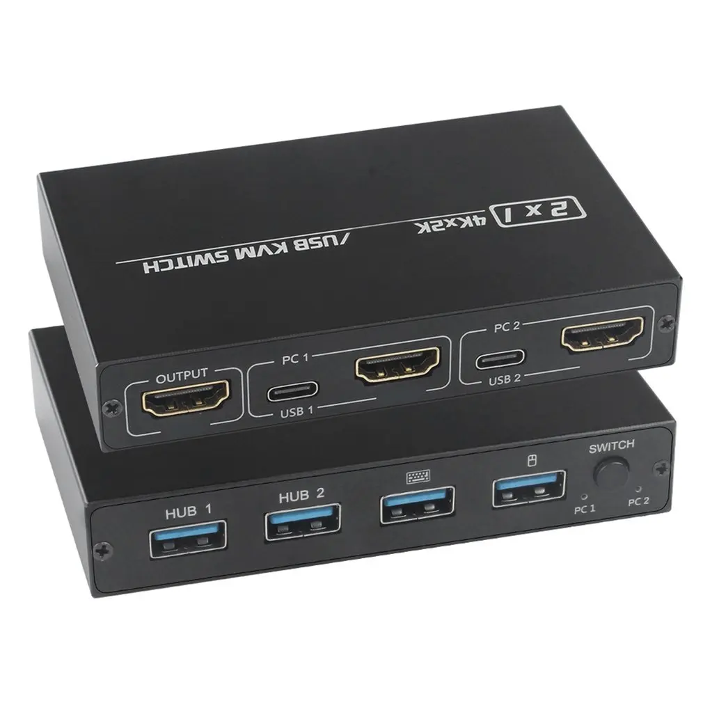 

HDMI-compatible KVM Switch Two In And One Out 4K 30Hz For Computer Room Built In ESD Electrostatic Protection